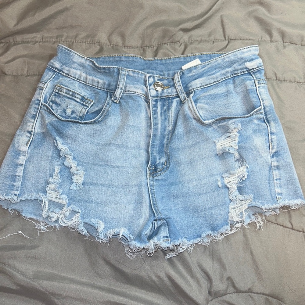 Light wash denim shorts
